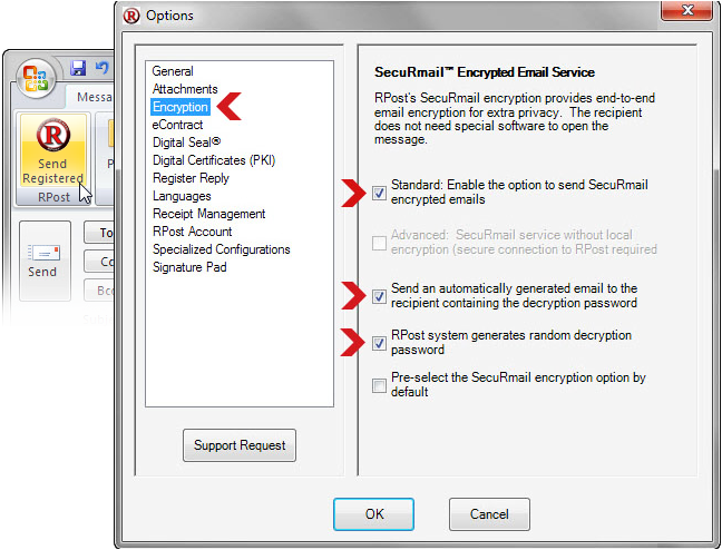 New Button Encrypted Email Screen